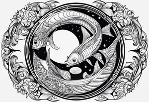 Pisces circling in a full moon tattoo idea