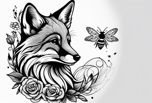 A forearm tattoo of a fox and a honey bee tattoo idea