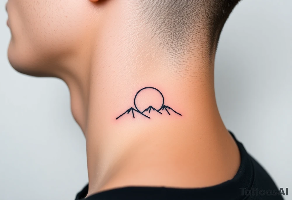 Mountains with rising sun tattoo idea