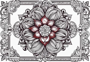 let god with the d red ink with a flower behind it tattoo idea