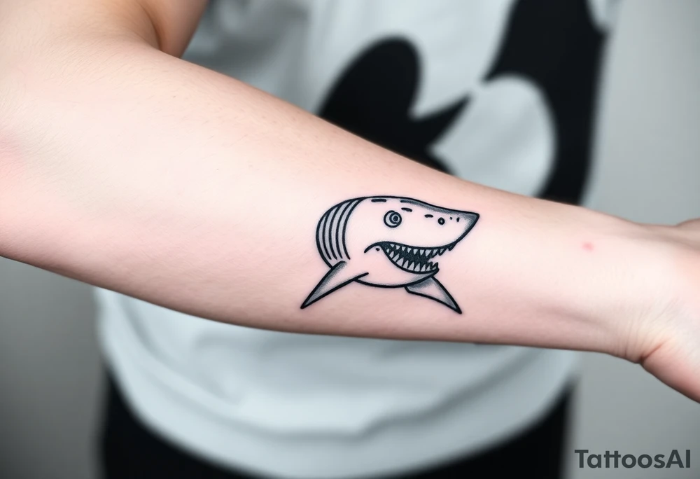 powerful  small great white shark moving forward tattoo tattoo idea