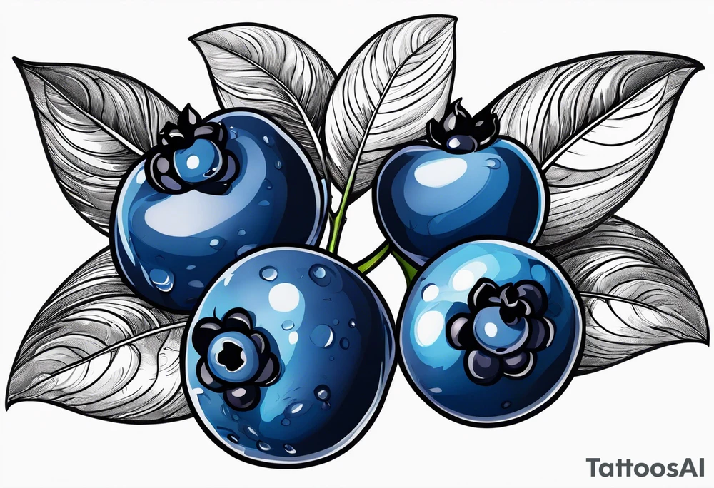 3 blueberries with a leaf tattoo idea