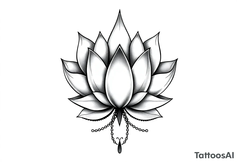 Lotus flower with dotwork chains tattoo idea