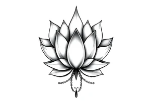 Lotus flower with dotwork chains tattoo idea