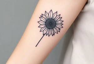 Word "PHUONG" written vertical with the sunflower. tattoo idea