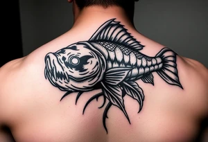 Evil black fishwrman tattoo idea