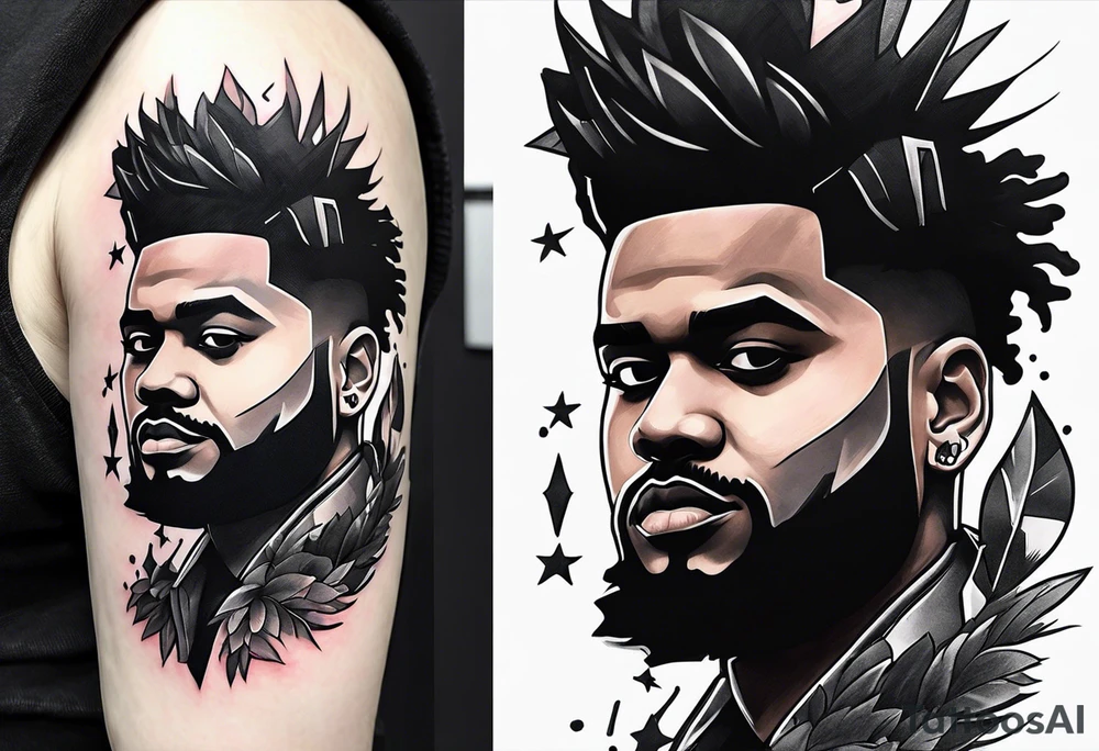 The weeknd with fortnite themed style tattoo idea