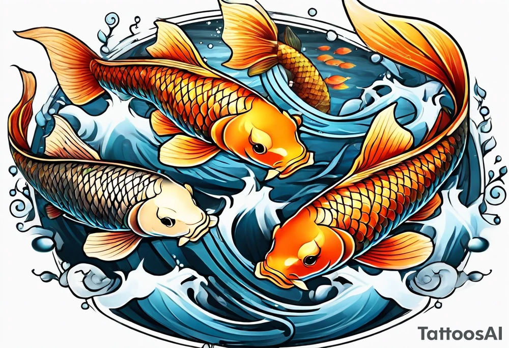 4 koi fish swimming in a circle tattoo idea
