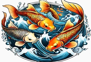 4 koi fish swimming in a circle tattoo idea