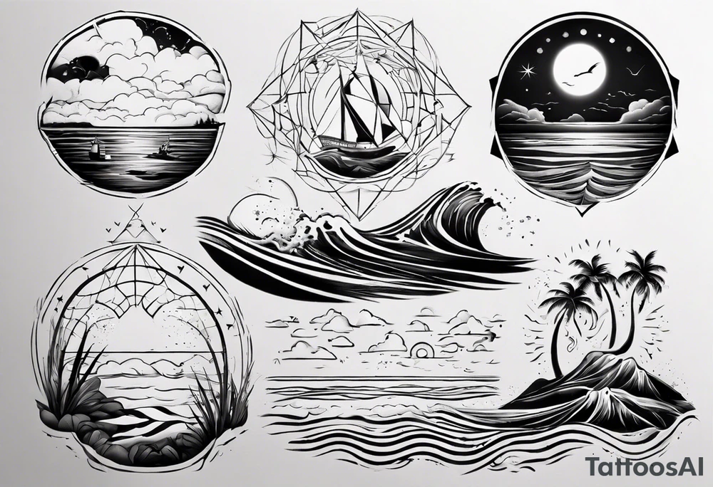 Un paysage ciel , mer , plage tattoo idea