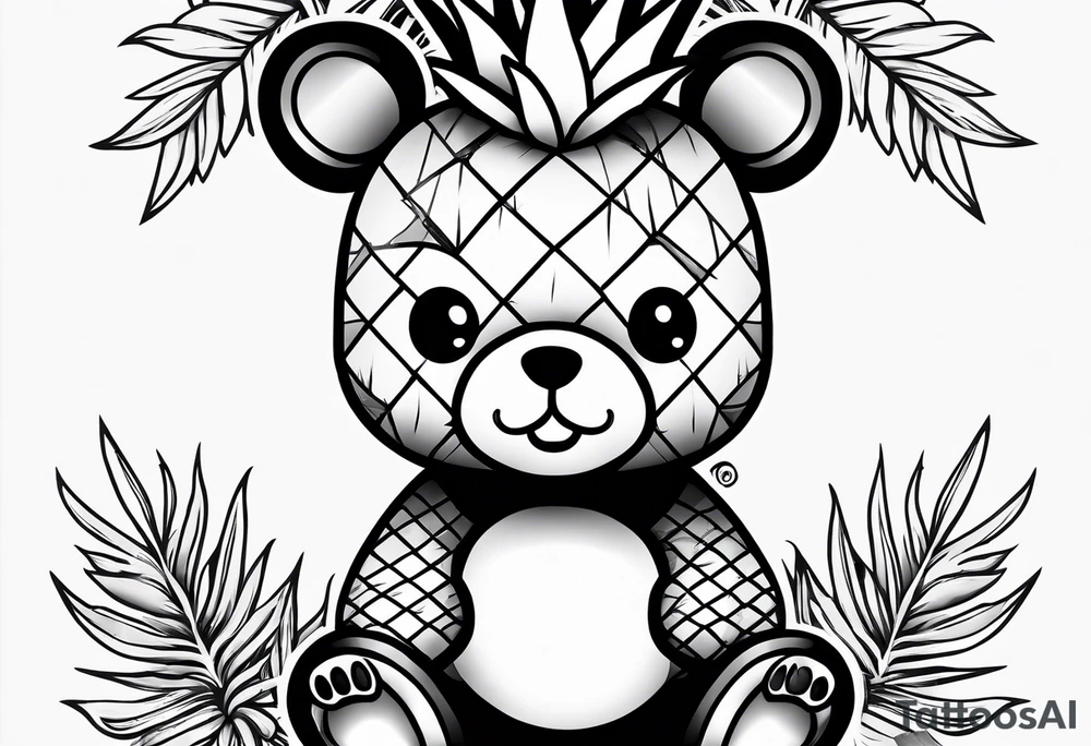 Cute pineapple bear tattoo idea