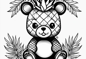 Cute pineapple bear tattoo idea
