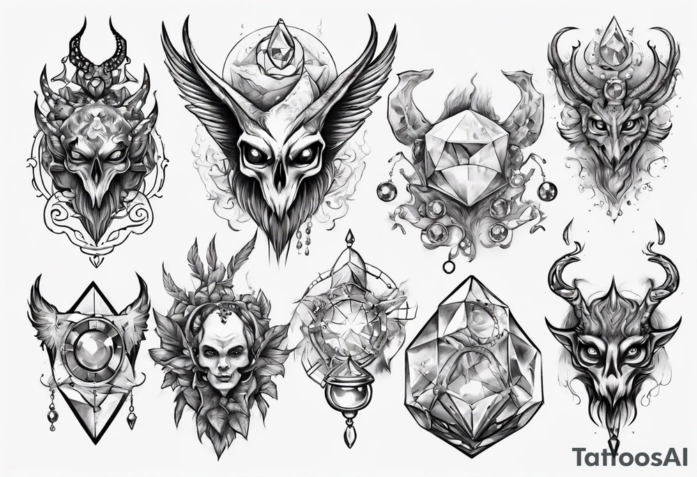 The Demon Stolas obsessed with gems, knowledge of astrology and poisonous gems. tattoo idea