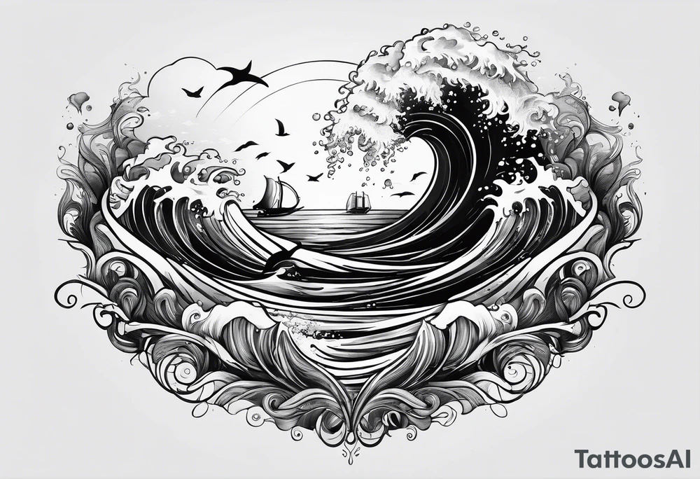 Sea Dropping from the horizon tattoo idea
