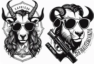 capricorn with sunglasses and shotgun tattoo idea