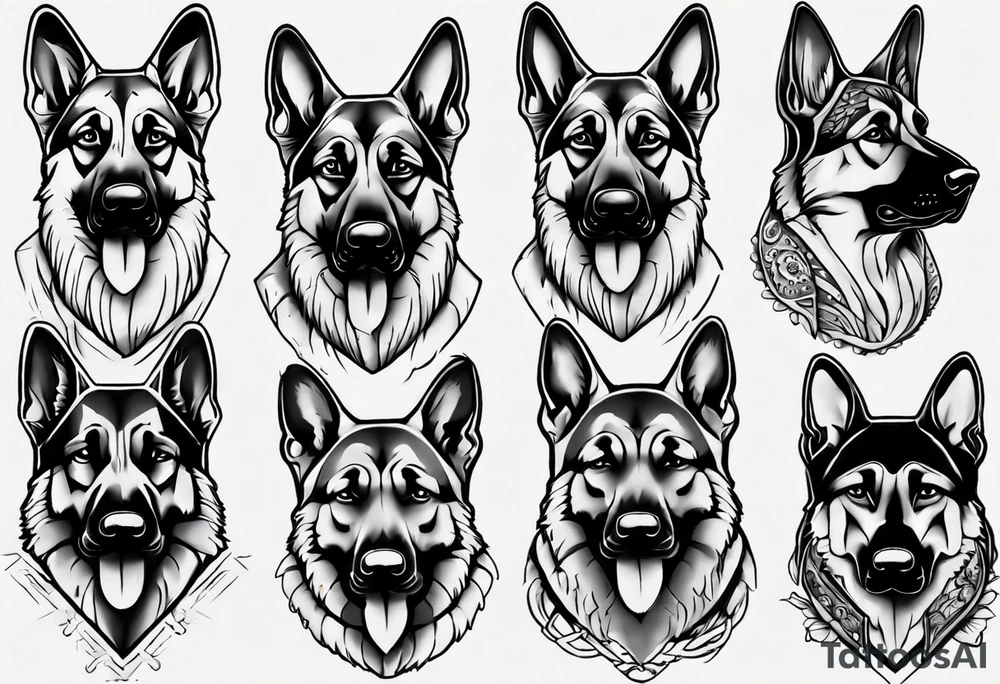 German shepherd portrait tattoo idea