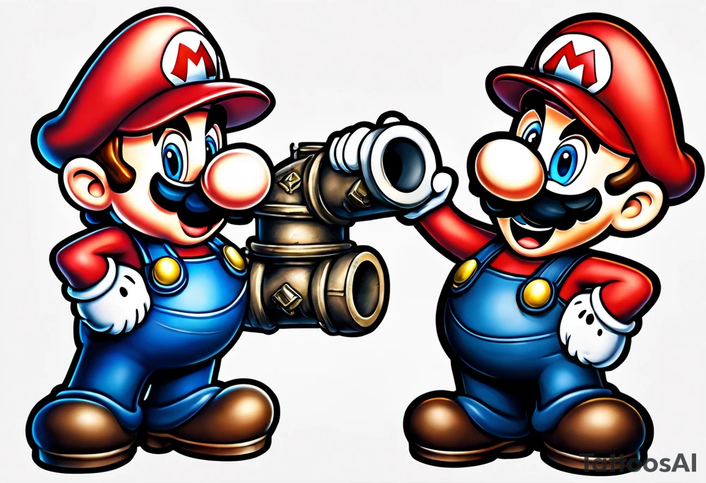 Mario and Luigi sucked down a plumbers pipe tattoo idea