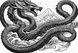 skeletal cloud serpent tattoo idea
