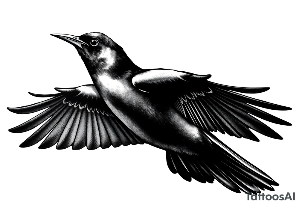 Male European Blackbird flying tattoo idea tattoo idea