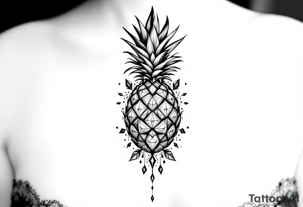 Majestic crown pineapple vagina anus diamonds tattoo idea