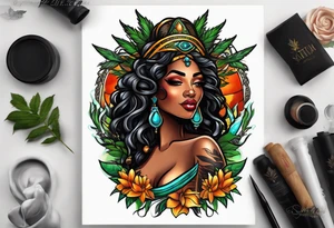 Black Goddess of sativa tattoo idea