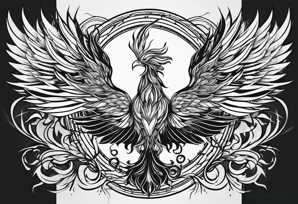 Rebirth symbol and knot and a phoenix. Simple but abstract tattoo idea