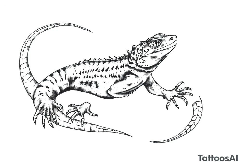 Old school style black lizard tattoo idea