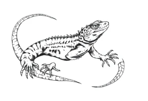 Old school style black lizard tattoo idea