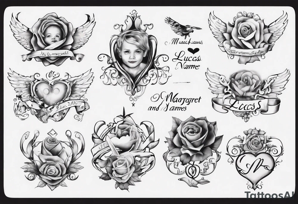 my kids' names: Lucas and Margaret and something that symbolizes love tattoo idea