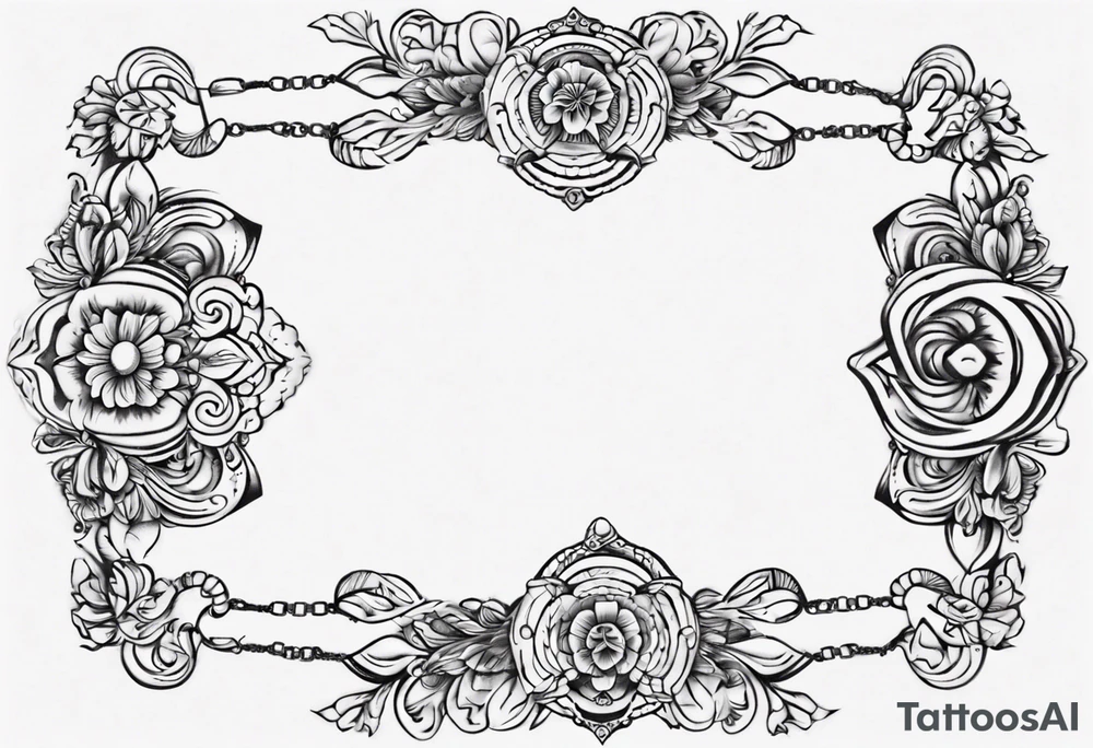 Ankle bracelet tattoo with ornamental feminine style and larger in the centre. Show on ankle tattoo idea