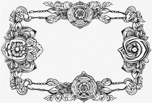 Ankle bracelet tattoo with ornamental feminine style and larger in the centre. Show on ankle tattoo idea