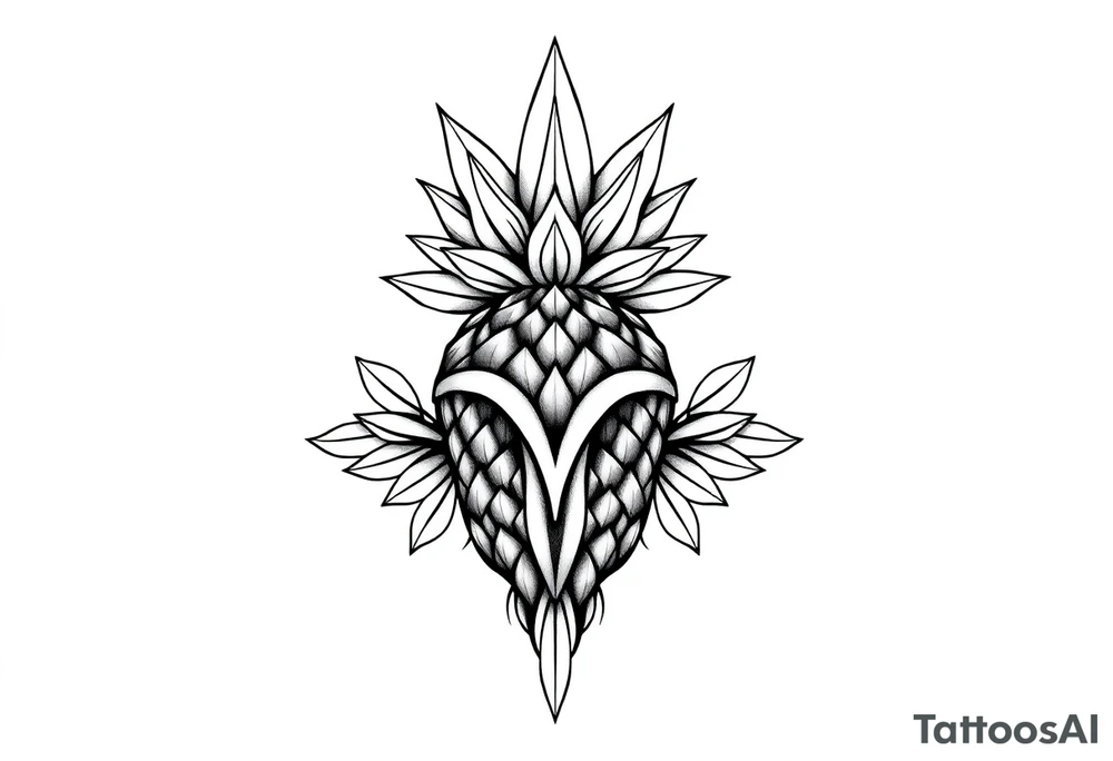 Majestic crown pineapple vagina and anus tattoo idea