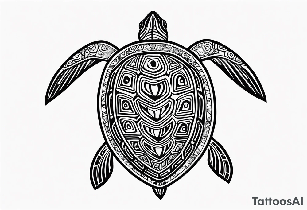 tropical psychedelic turtle's back, top down view, as seen from above tattoo idea