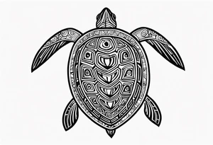 tropical psychedelic turtle's back, top down view, as seen from above tattoo idea