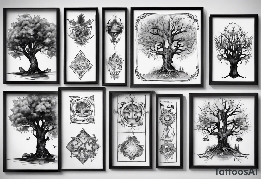 POV under a tree square framed tattoo idea