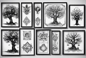 POV under a tree square framed tattoo idea