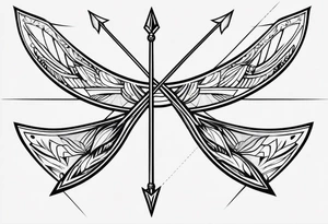simple bow with 2 arrows. no people. symmetrical, simplistic tattoo idea