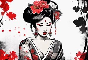trash polka geisha tattoo idea