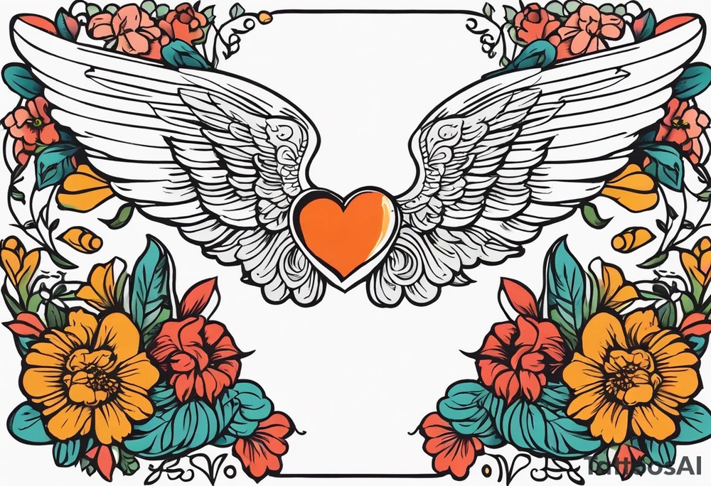 angel wings
old school vintage simple traditional design surrounded by vintage flowers


bold color simple tattoo idea