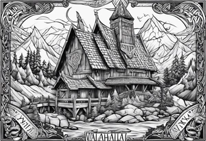 Valhalla word viking church tattoo idea