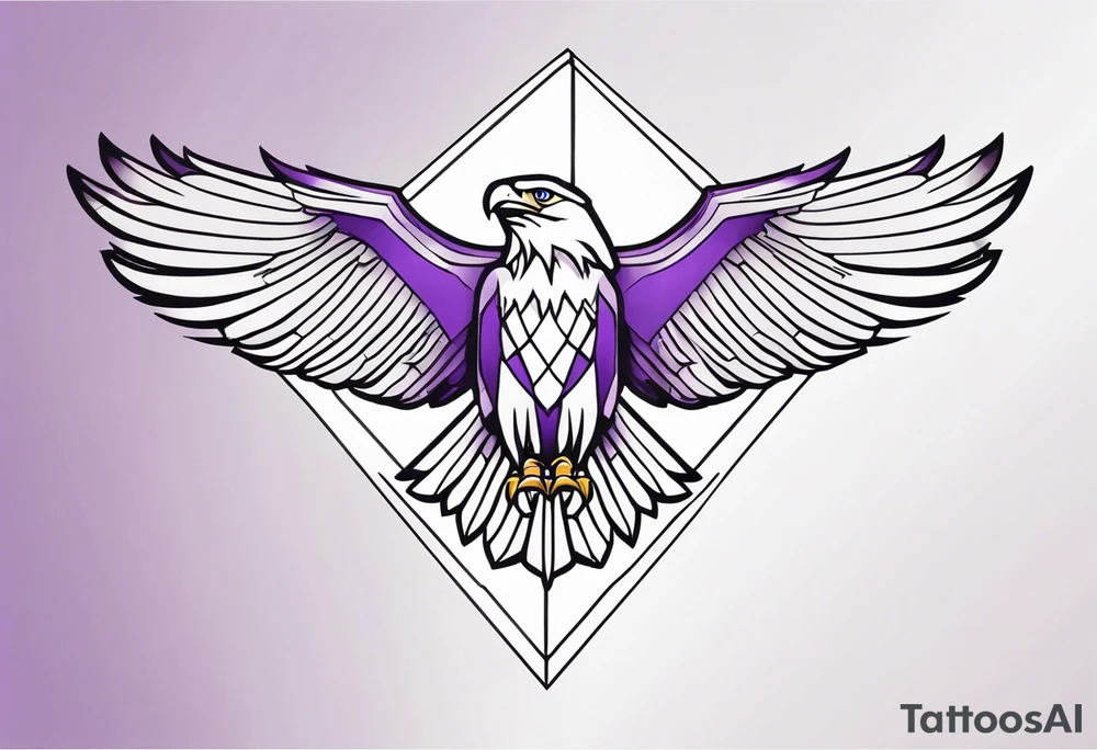 the outline of an eagle over a purple triangle tattoo idea