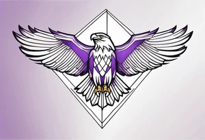 the outline of an eagle over a purple triangle tattoo idea
