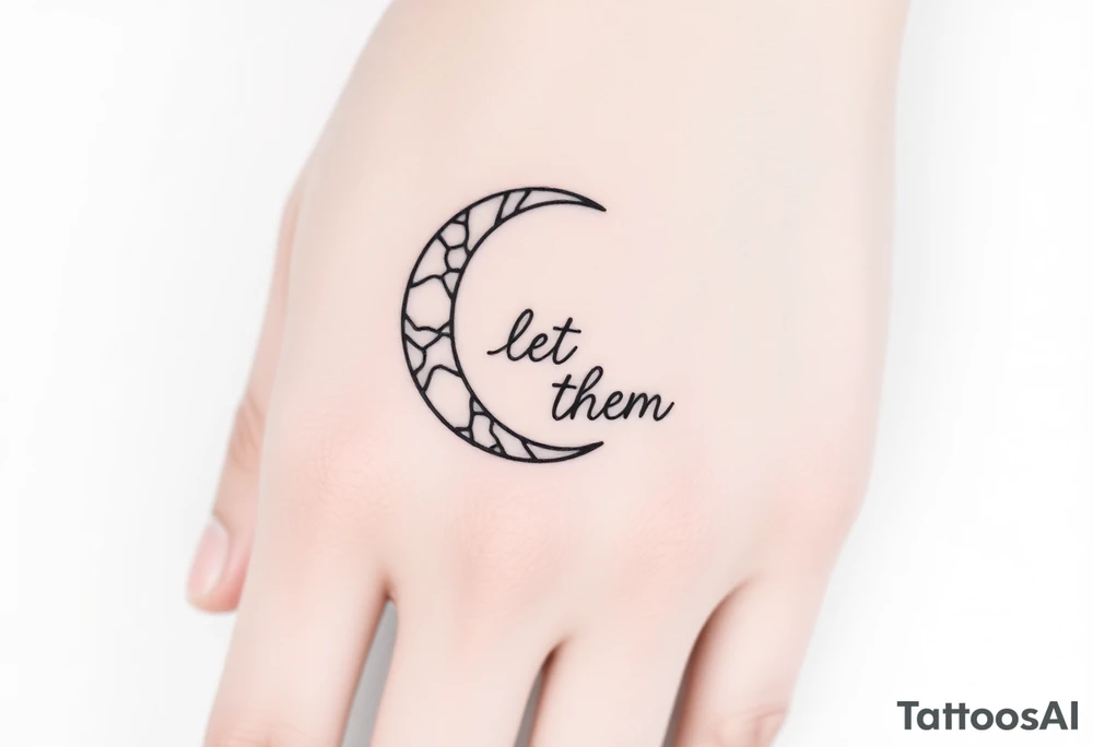 Mystical holistic croissant de moon with the text Let Them tattoo idea