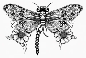Dragon fly with flowers from mexican skull tattoo idea
