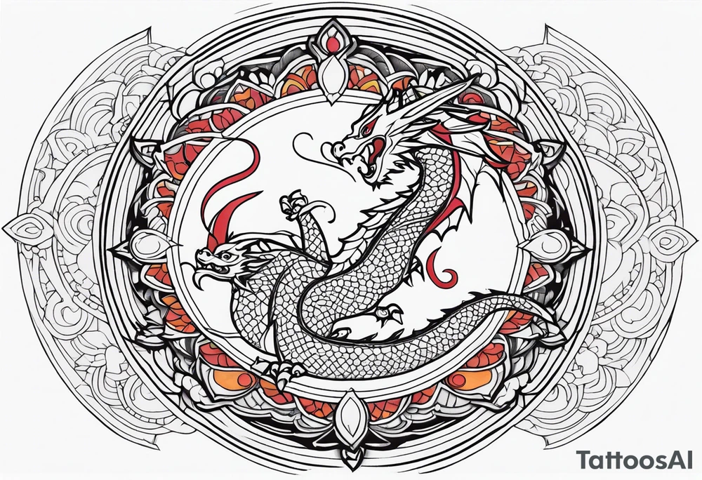 Dragon Outside Mandala tattoo idea