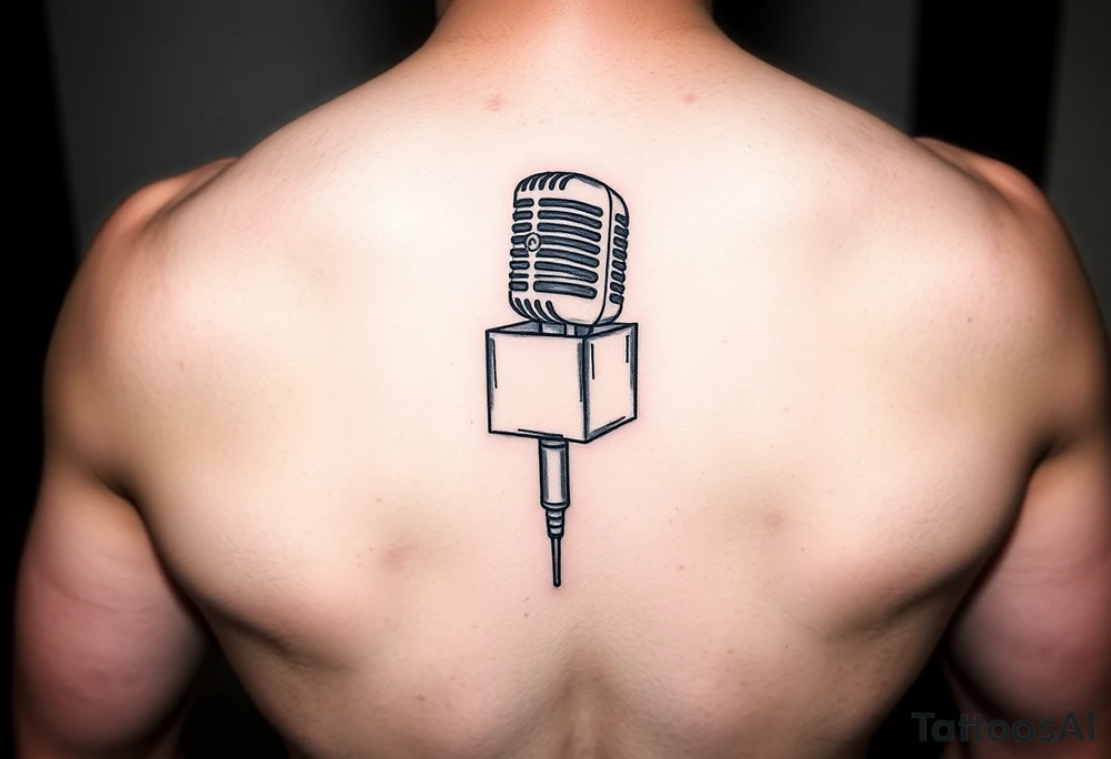 Microphone with a box on the handle tattoo idea