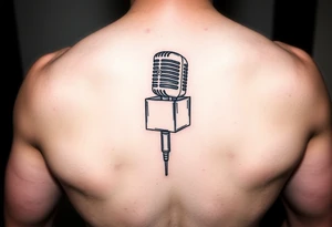 Microphone with a box on the handle tattoo idea