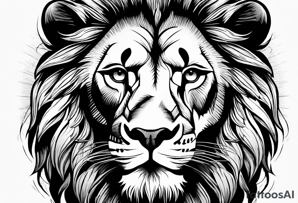 powerful majestic lion, close-up tattoo idea