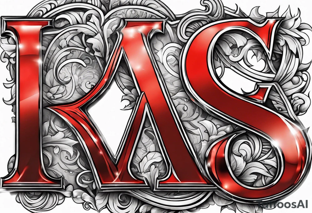 The letters AR together with the words always ready going down the side of the letters tattoo idea