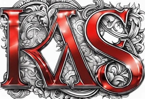 The letters AR together with the words always ready going down the side of the letters tattoo idea